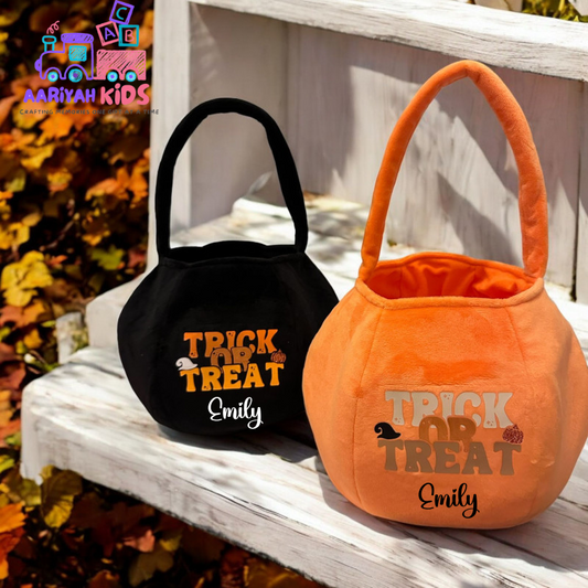 Personalised Halloween Baskets in Black and Orange